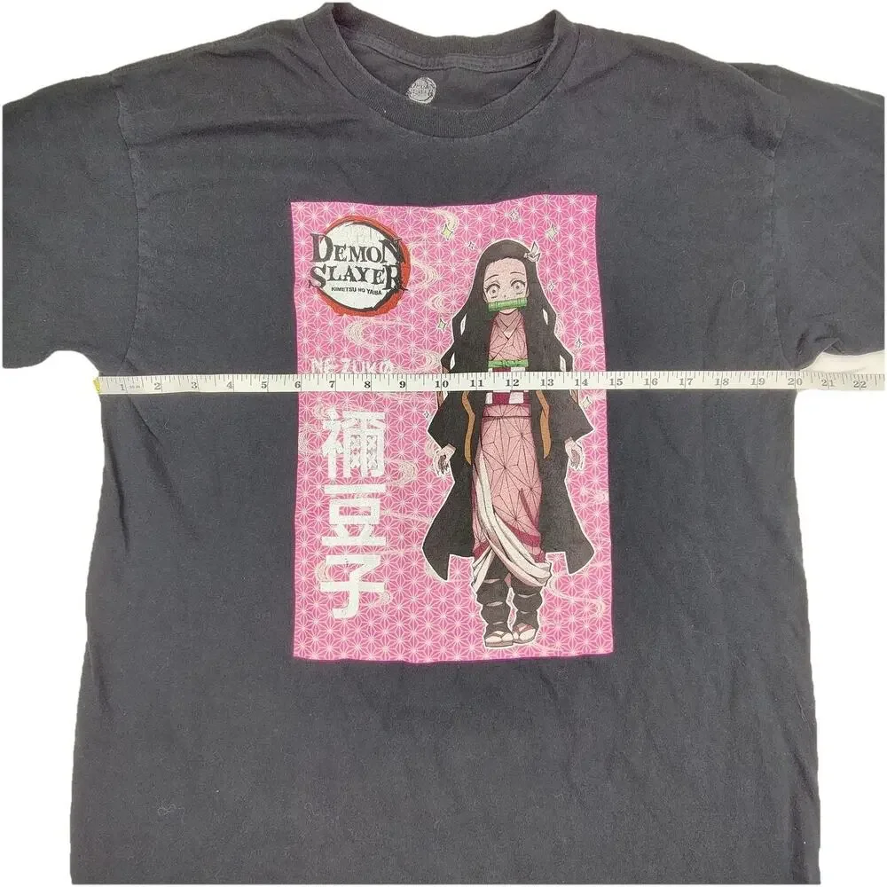Demon Slayer Shirt Kids Large Black Nezuko Kamado Anime Graphic Tee Tagless